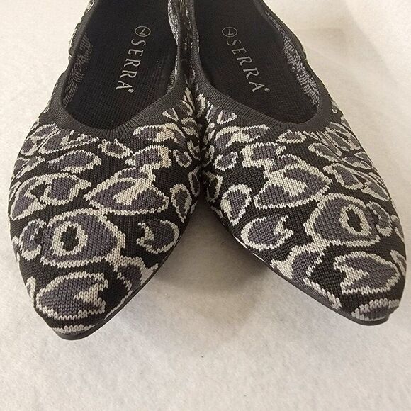 Serra Leopard Knit Flats Shoes 7 Recycled Washable Pointy Animal Print Mobwife - Picture 6 of 9